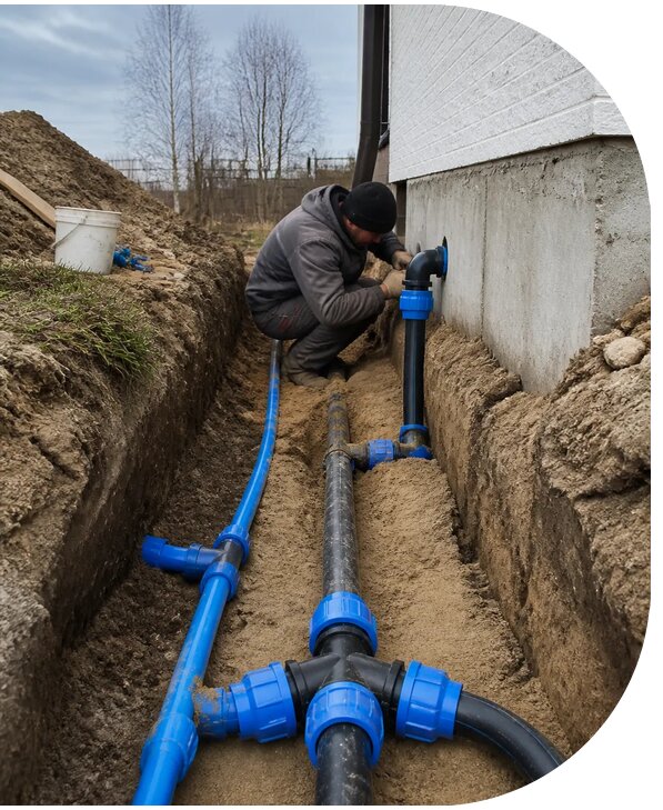Монтаж наружного водопровода на участке под ключ в Йошкаре-Ола